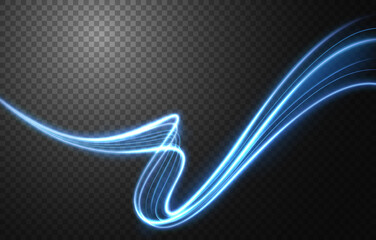 Wall Mural - Abstract light speed motion effect, blue light trail. Vector Illustration