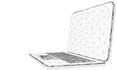 a laptop. technological concept of the device. polygonal construction of lines and points. isolated 