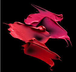 Poster - Set of lipstick stroke different colors over black background