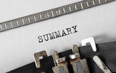 Wall Mural - text summary typed on retro typewriter
