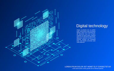 Digital technology flat 3d isometric vector concept illustration