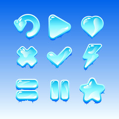 Wall Mural - collection set of game ui freeze ice icon signs for gui asset elements vector illustration