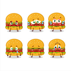 Poster - Hamburger cartoon in character with sad expression