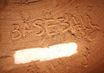 Wall Mural - pitchers mound on field with baseball written in dirt