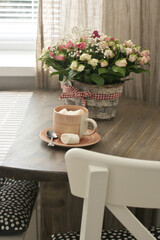 Canvas Print - Breakfast with flowers bouquet