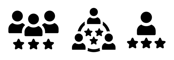 Poster - Customer experience on 3 stars rating icon flat vector illustration.