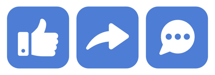 Poster - Social media icon. Heart, like, share, comment, thumbs up on isolated background.