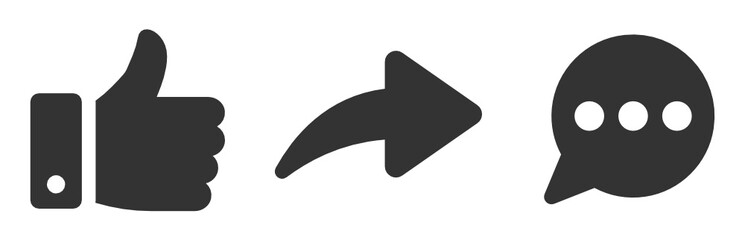 Poster - Social media icon. Heart, like, share, comment, thumbs up on isolated background.