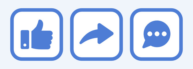 Poster - Social media icon. Heart, like, share, comment, thumbs up on isolated background.