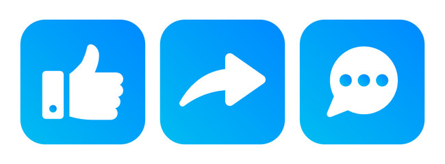 Poster - Social media icon. Heart, like, share, comment, thumbs up on isolated background.