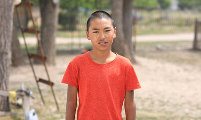 portrait of kazakh boy teenager