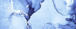 Airy Ink Painting. Fluid Wave Wallpaper. Indigo Liquid Effect. Ink Paint. Watercolor Creative Splash. Ocean Texture. Blue Art Pattern. Light Geode Art. Winter Illustration. Abstract Ink Painting.