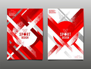 Wall Mural - Red and White Grunge Sports Template Set