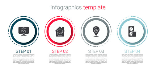 Sticker - Set Nursing home, , and Pills blister pack. Business infographic template. Vector