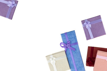 Wall Mural - giftbox blue and lilac on a white isolated background folded into a frame