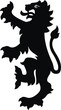 Heraldic lion vector illustration. Black white silhouette