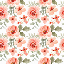 Beautiful Watercolor Rose Flower Seamless Pattern