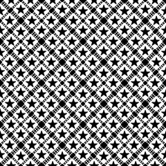 Poster - Black Stars And Rhombuses Pattern. Vector Pattern. Black And White Color. Stars And Rhombuses Ornament.