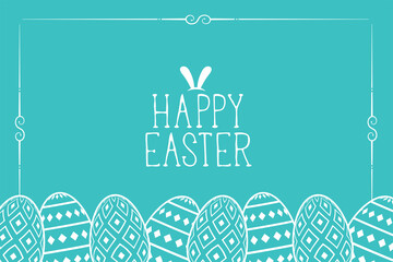 flat easter day card with decorative eggs design