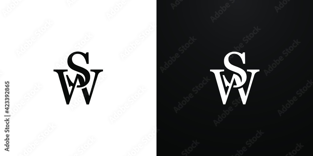 SW / WS initial logo - elegant and stylish overlapping serif letter ...