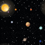 Fototapeta Kosmos - Hand Drawn Solar System Design - Repeatable Pattern Layout