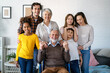 Extended multiethnic diverse family with children,grandparents and parents