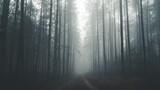 Fototapeta Na ścianę - Leśna droga w gęstej mgle.