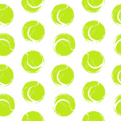 Abstract background with tennis balls. Sports seamless pattern for banners design, posters, print for T-shirts.