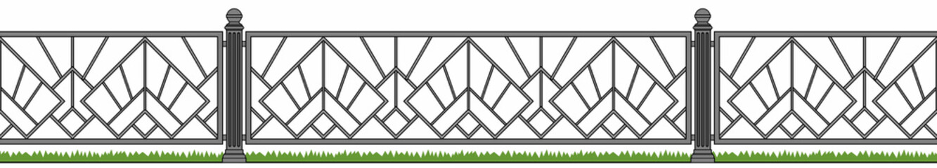 Wall Mural - Iron railings for the city. Urban design. Iron fence. Handrail. Industrial design. Isolated. Art Deco. White background.	