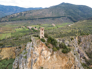 Wall Mural - Ancient tower on the cliff of a small hill, Tuscany, Italy