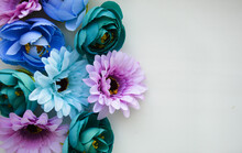 Beautiful Artificial Flowers. A Gentle Background For Decoration For The Spring Holidays. Decorative Bouquet.