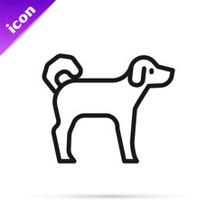 Poster - Black line Dog icon isolated on white background. Vector