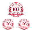 103 years anniversary logo set. 103rd years anniversary celebration logotype. Vector and illustration.

