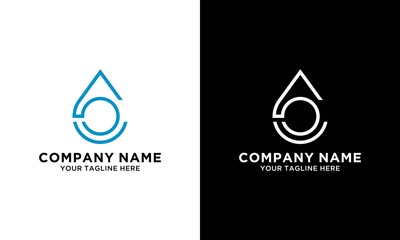 Water drop Logo vector Linear. Blue Droplet lines aqua icon