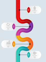 Wall Mural - abstract way timeline infographics 4 steps template with business icon