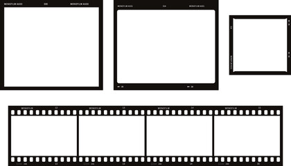 Photo and movie film blank frame illustrations set.