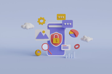 mobile app development 3d rendering illustration