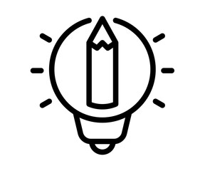 Wall Mural - innovation light pen create single isolated icon with outline style black and white