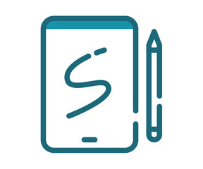 Wall Mural - sketchbook tablet drawing single isolated icon with solid line and dash style