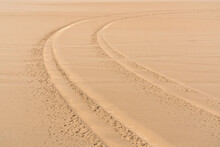 Car Tread Marks In The Sand