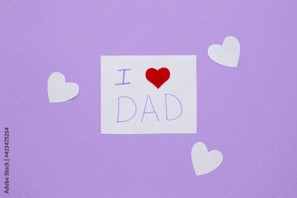 Greeting card for Father's Day celebration on color background