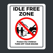 Idle Free Zone Sign. Eps 10 vector illustration.