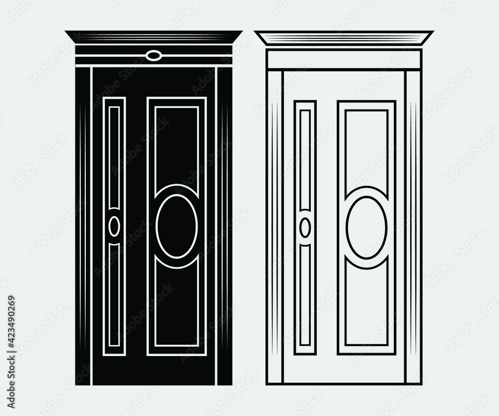 Door Printable Vector Illustration, door clipart, Door Vector, Open Door  Silhouette Stock Vector | Adobe Stock, image size:1000x833