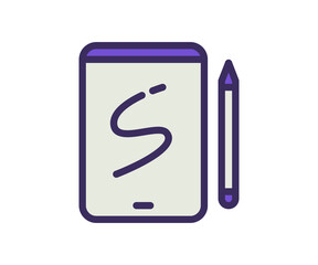 Wall Mural - sketchbook tablet drawing single isolated icon with filled line and outline flat style