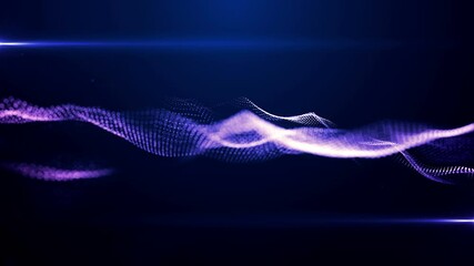 Wall Mural - Futuristic abstract waves glowing grid curves dynamic flowing. 4K UHD 3D video loop frame lens flare sci-fi universe background.