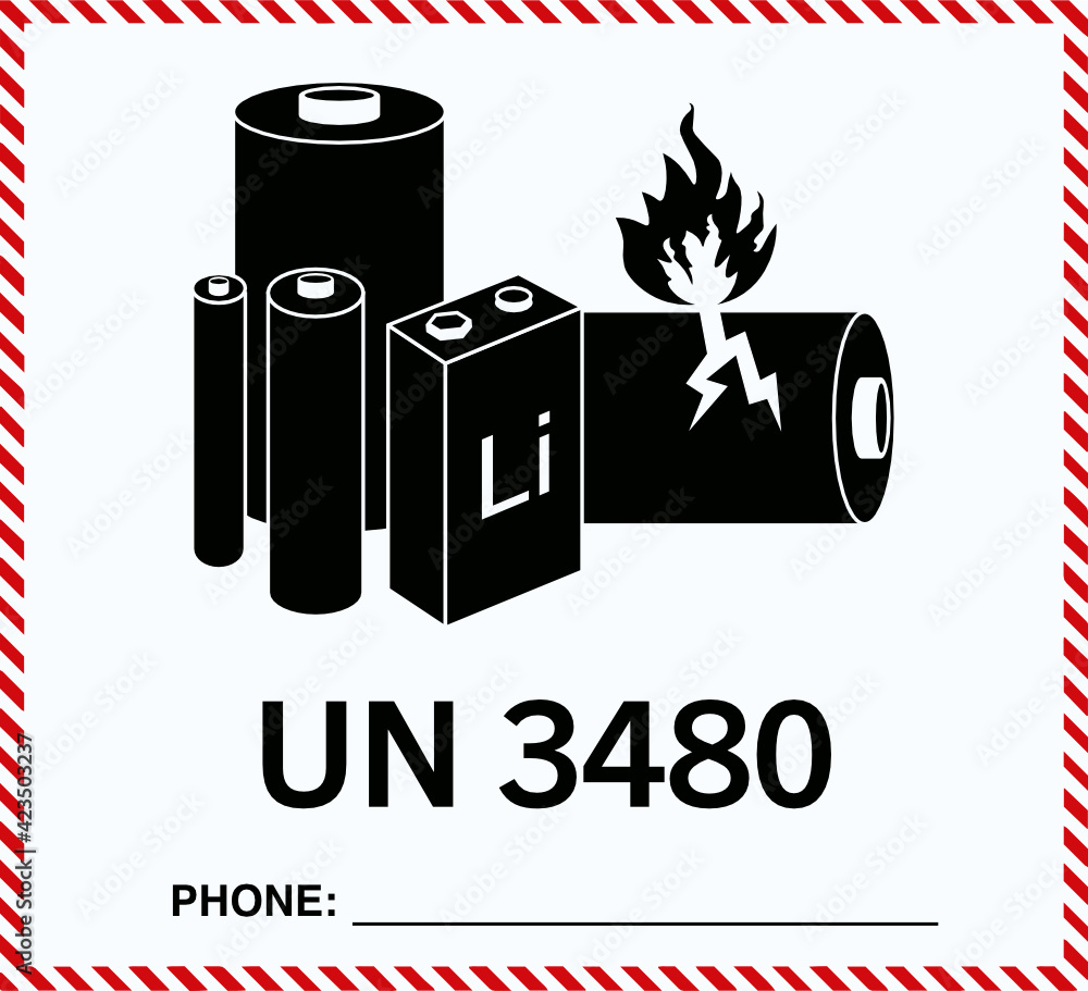 UN 3480 warning label Stock Vector Adobe Stock