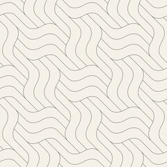 Seamless pattern with geometric waves. Endless stylish texture. Ripple bold monochrome background. Linear weaved grid. Thin interlaced swatch.