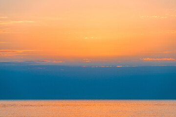 scenic view of orange sunset on the sea landscape