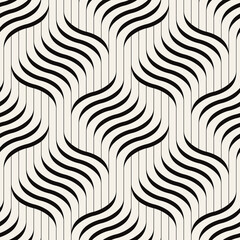 Wall Mural - seamless pattern with geometric waves. endless stylish texture. ripple monochrome background. linear