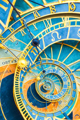 Leinwandbilder - Droste effect background based on Prague astronomical clock. Abstract design for concepts related to astrology and fantasy.